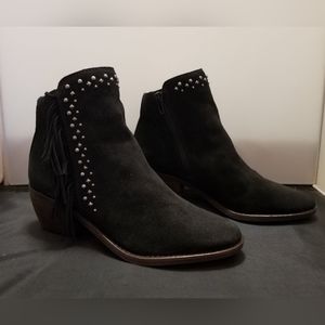 Lucky Brand Studded Leather Women's Fringe Boots Booties 7.5 NWOT